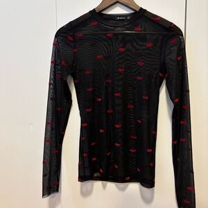 Sexy black see through lip top